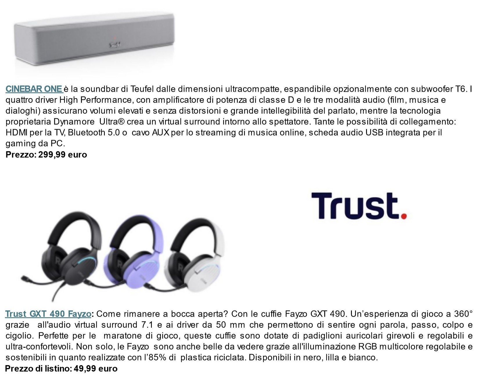 TEUFEL, TRUST, AIXI | Regali tech per Natale 2024