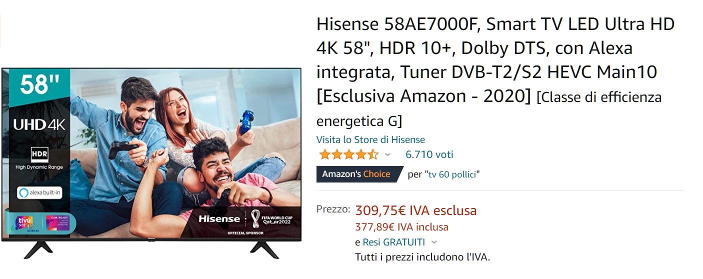Hisense Smart TV LED Ultra HD 4K Sconto e Offerta