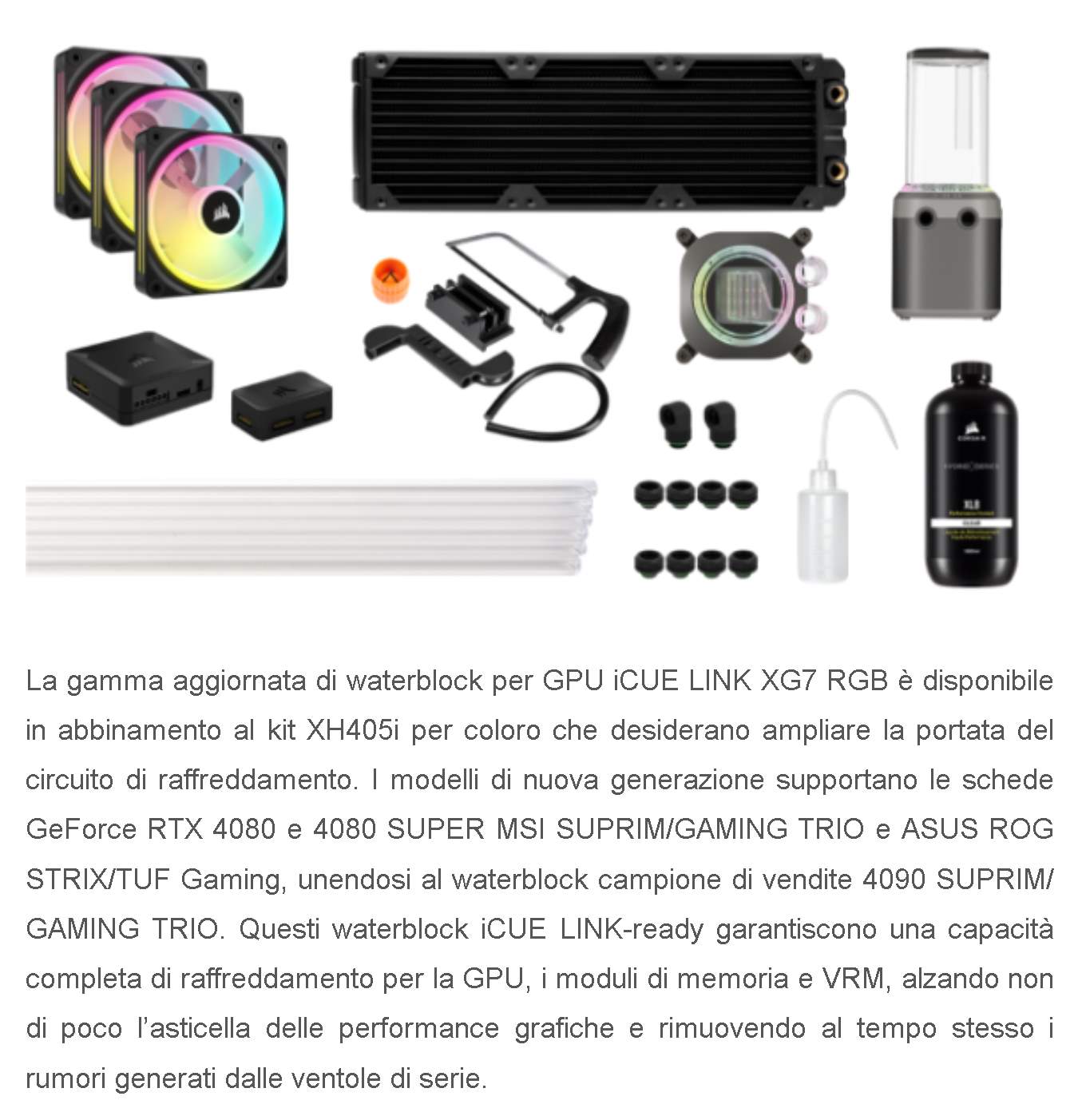 corsair nuovi CORSAIR nuovi kit custom cooling con iCUE LINK XH405i