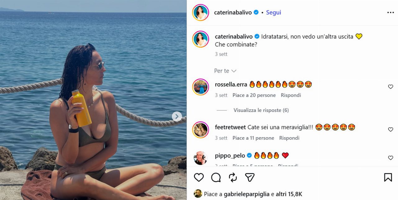 Caterina Balivo saluta l