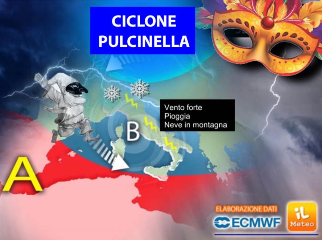 Previsioni Meteo, ciclone Pulcinella: Clima mite ancora per poco