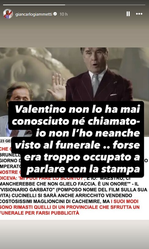 Valentino, scontro tra Giancarlo Giammetti e Brunello Cucinelli dopo le esequie