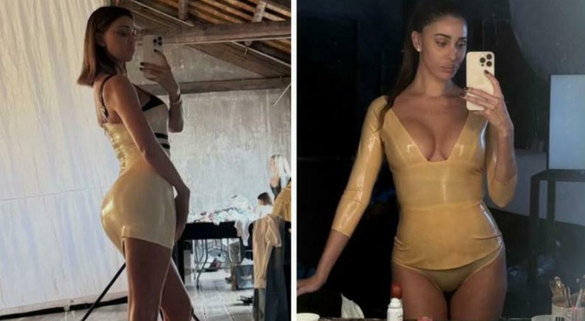 Belen Rodriguez sorprende con un look in latex e scatena il dibattito sui social