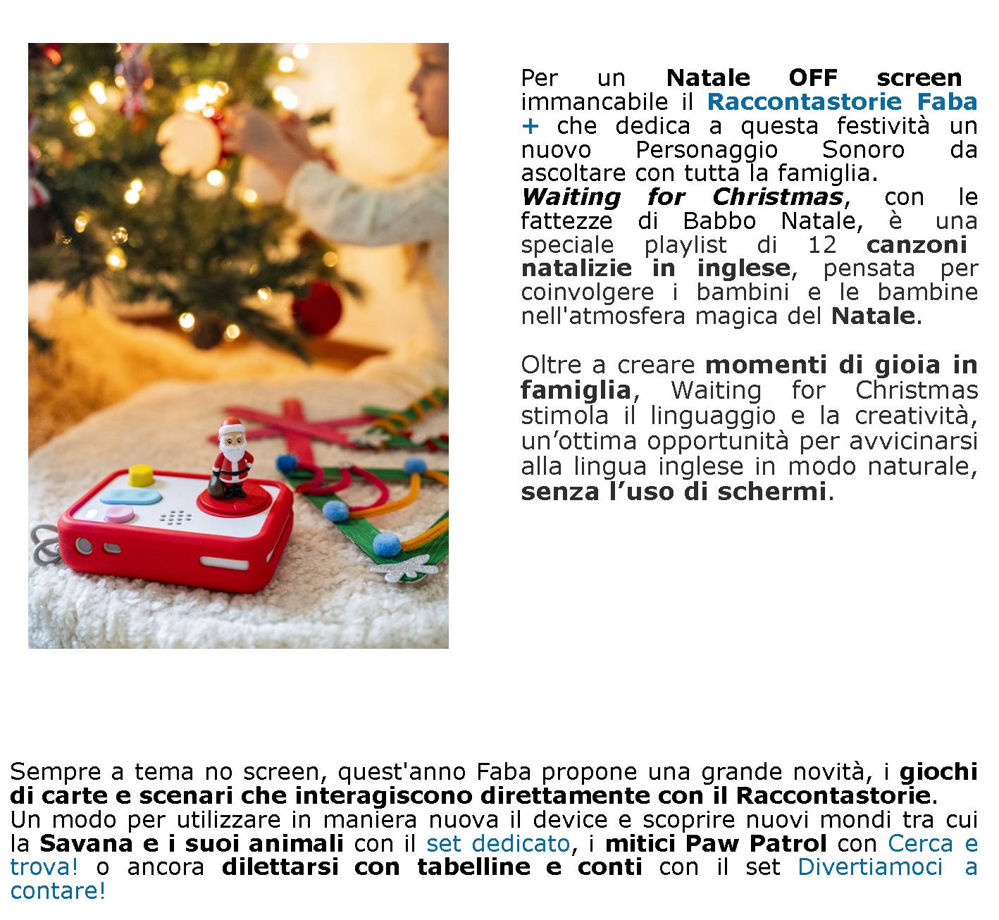 Natale kids: regali teneri, sostenibili e…senza schermi