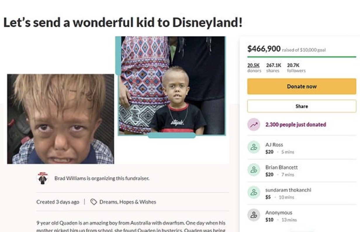 Il piccolo Quaden bullizzato a scuola : Rinuncia a mezzo milione e Disneyland