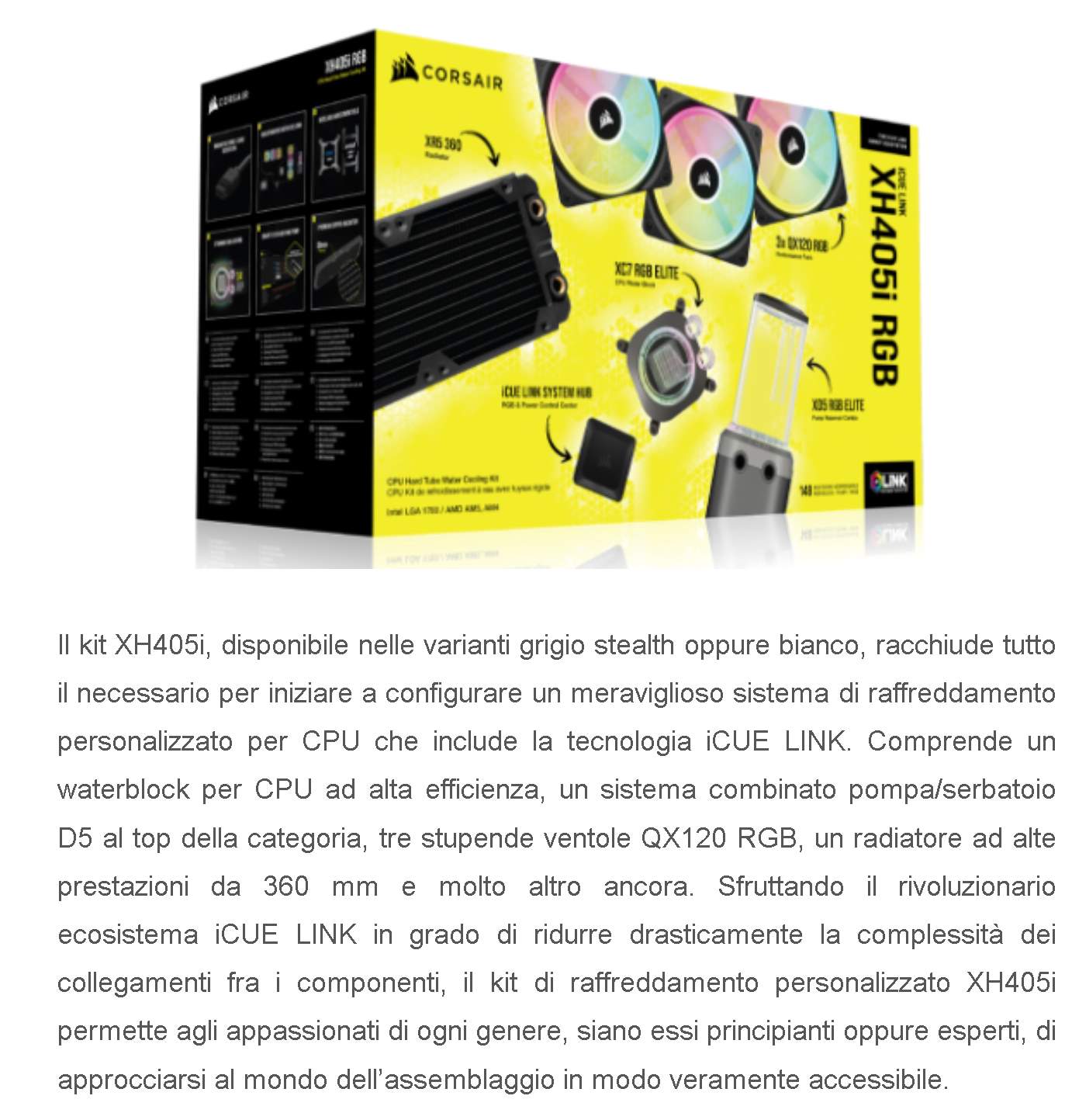 corsair nuovi CORSAIR nuovi kit custom cooling con iCUE LINK XH405i