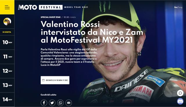 Valentino Rossi in esclusiva  al MotoFestival MY2021