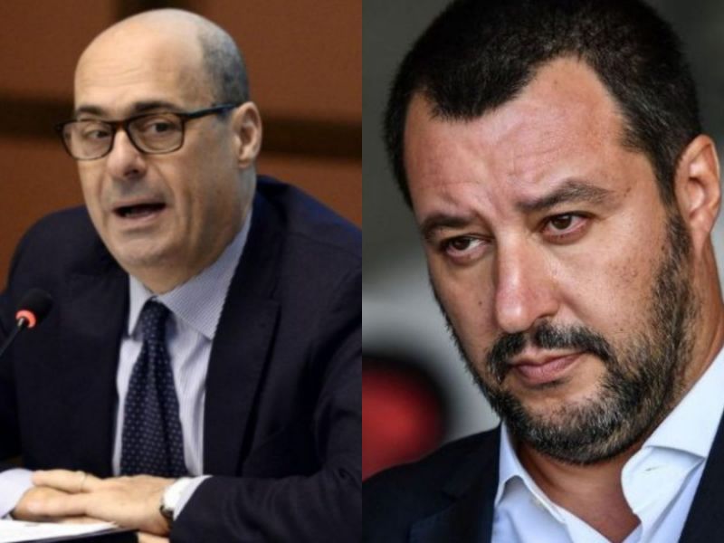 Un cret*no! Il leader della Lega Salvini contro Zingaretti del Pd Un cret*no! Il leader della Lega Salvini contro Zingaretti del Pd