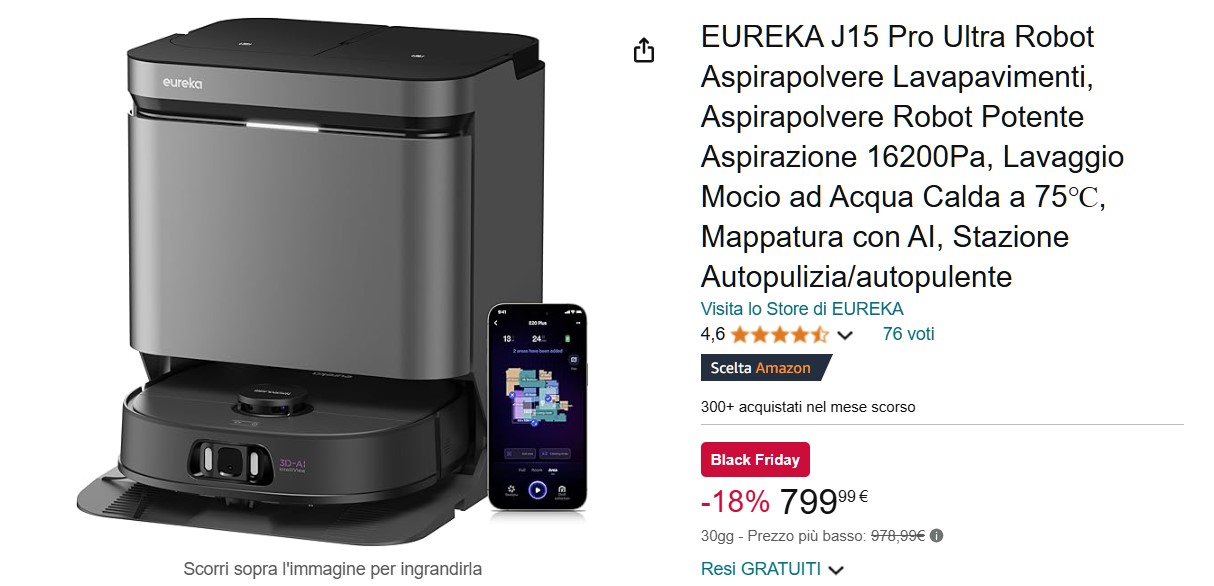 Recensione EUREKA J15 Pro Ultra Robot Aspirapolvere 16200Pa Lavapavimenti e autopulente