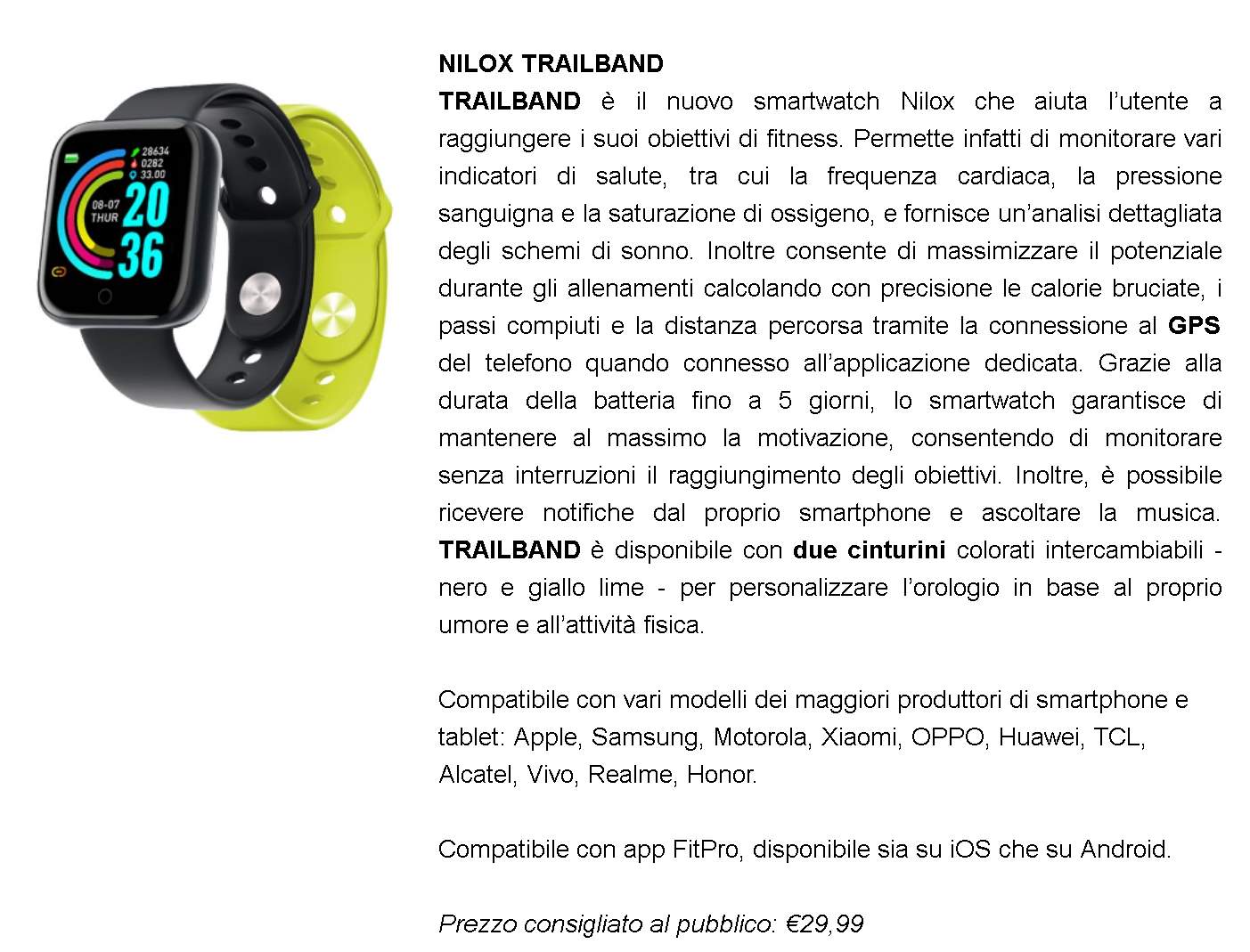 disponibili nuovi Disponibili i nuovi prodotti Wearable di Nilox