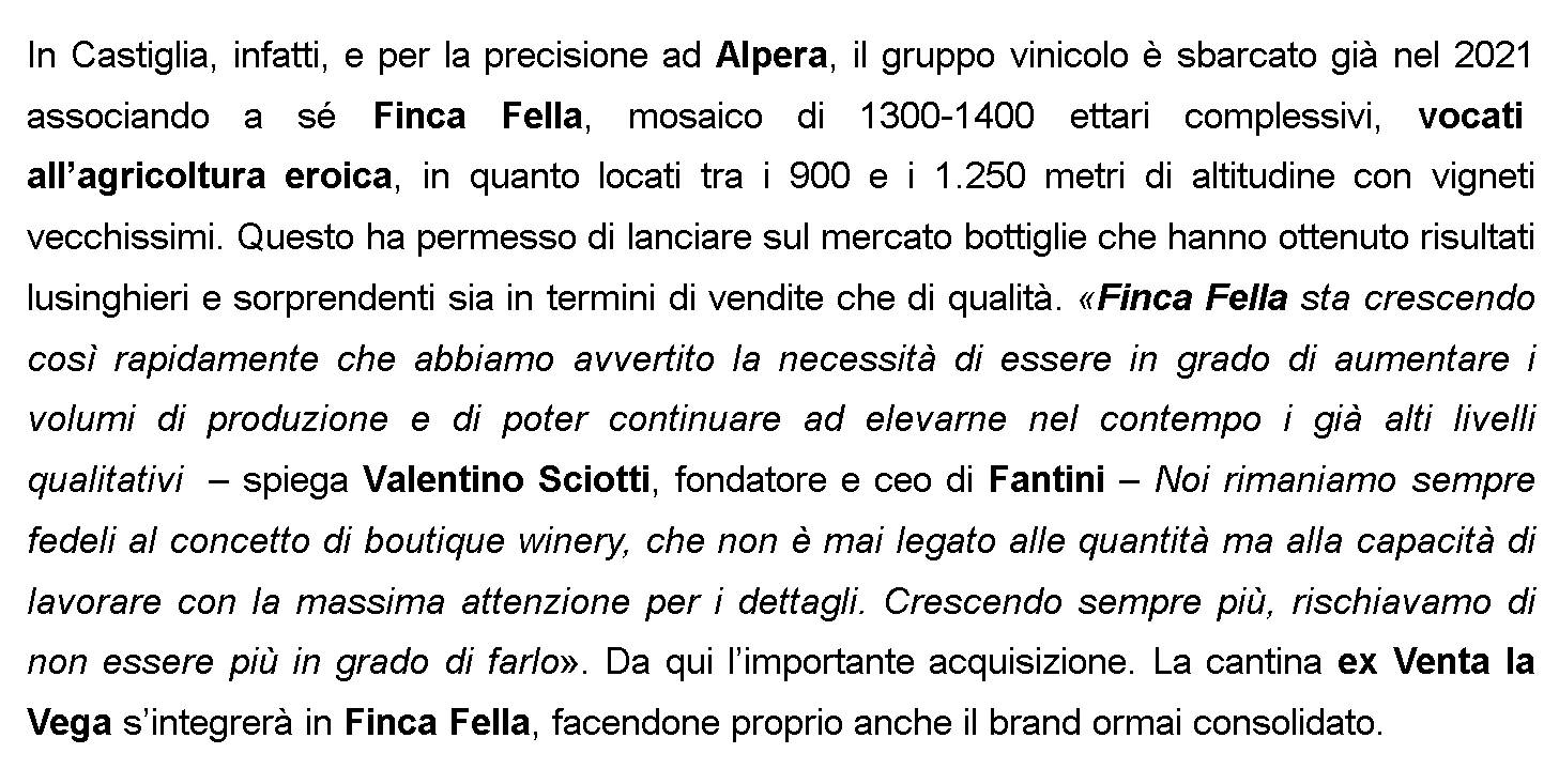 FANTINI: RILEVATA LA CANTINA EX VENTA LA VEGA IN SPAGNA