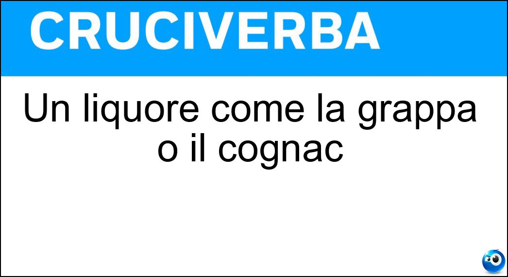 Un liquore come la grappa o il cognac Soluzione Un liquore come la grappa o il cognac - Acquavite