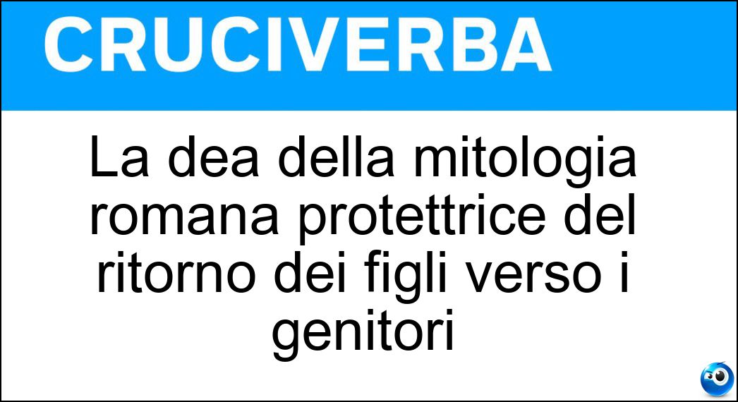 La dea della mitologia romana protettrice del ritorno dei figli verso i genitori Soluzione Cruciverba: La dea della mitologia romana protettrice del ritorno dei figli verso i genitori - Risposta Adeona