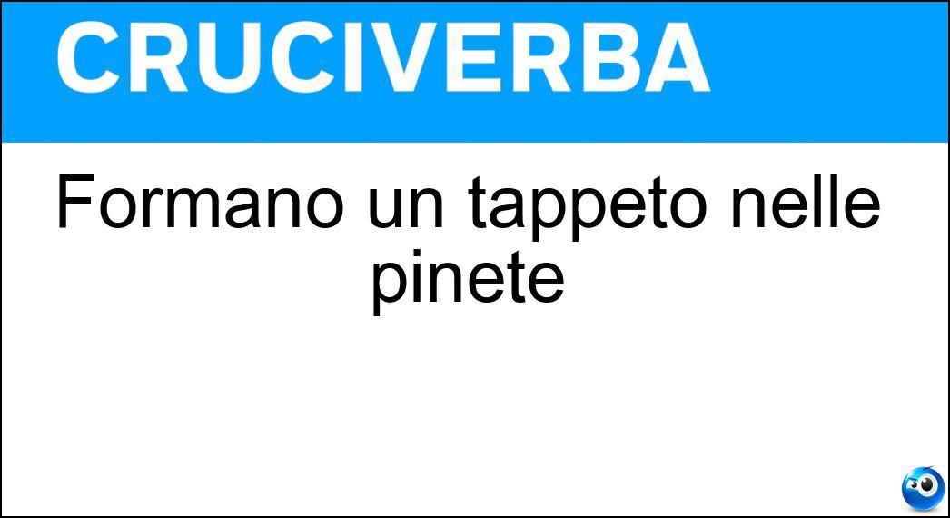 Formano un tappeto nelle pinete Soluzione Cruciverba: Formano un tappeto nelle pinete - Risposta Aghi