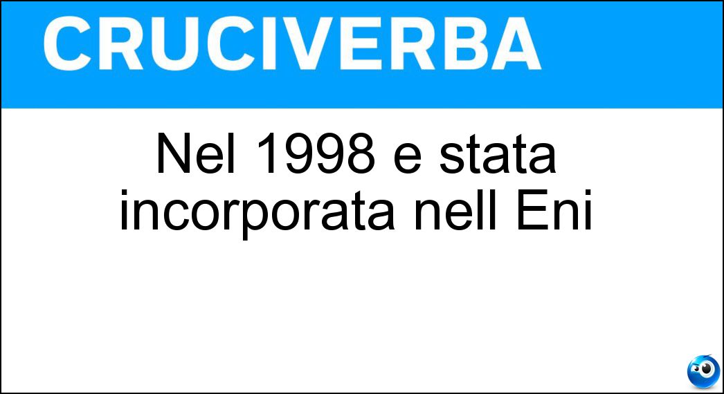 Nel 1998 è stata incorporata nell Eni