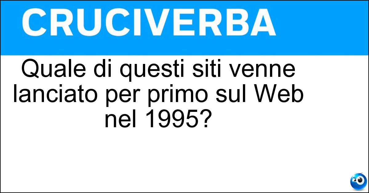Soluzione Quale di questi siti venne lanciato per primo sul Web nel 1995? - Amazon