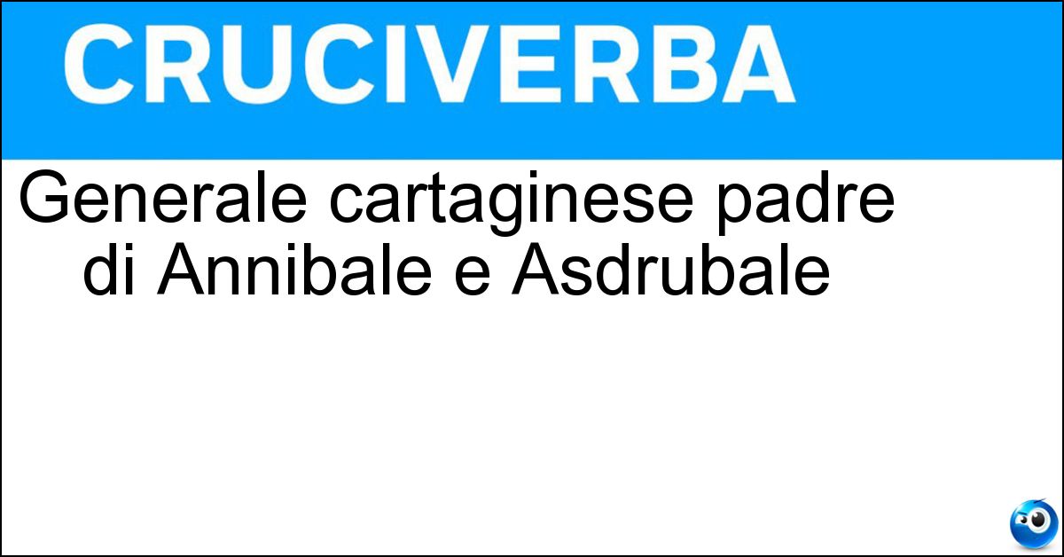 Generale cartaginese padre di Annibale e Asdrubale Soluzione Generale cartaginese padre di Annibale e Asdrubale - Amilcare