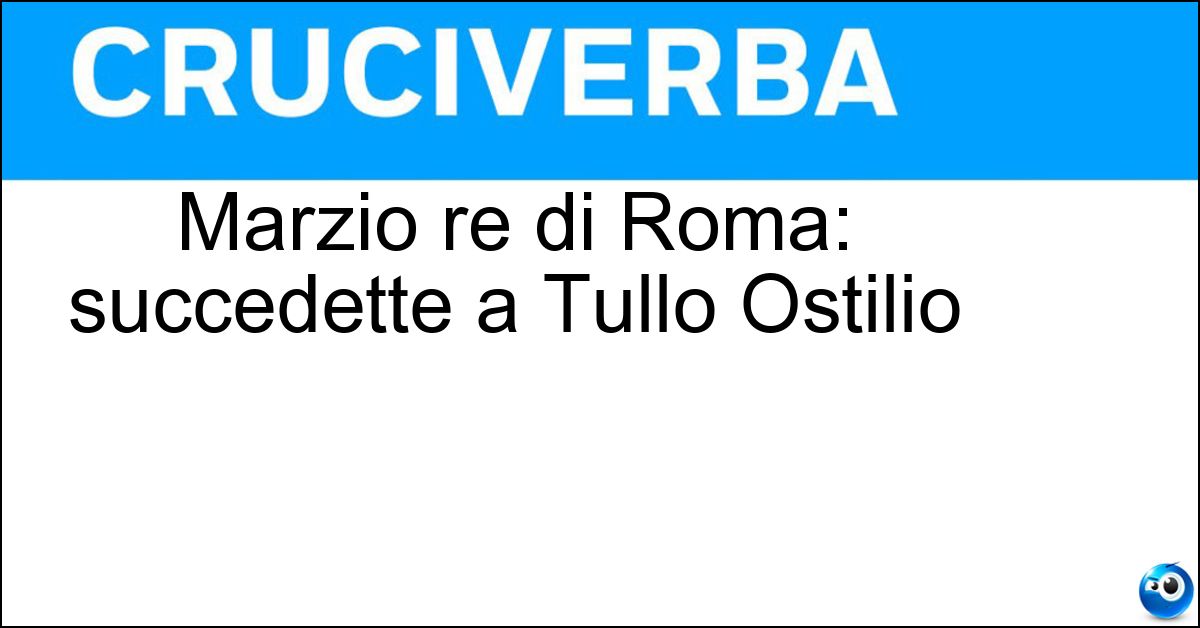 Soluzione Marzio re di Roma: succedette a Tullo Ostilio - Anco