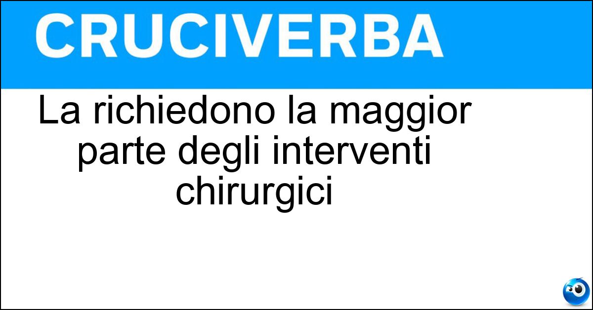 La richiedono la maggior parte degli interventi chirurgici Soluzione La richiedono la maggior parte degli interventi chirurgici - Anestesia