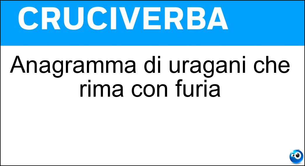 Anagramma di uragani che rima con furia Soluzione Cruciverba: Anagramma di uragani che rima con furia - Risposta Anguria
