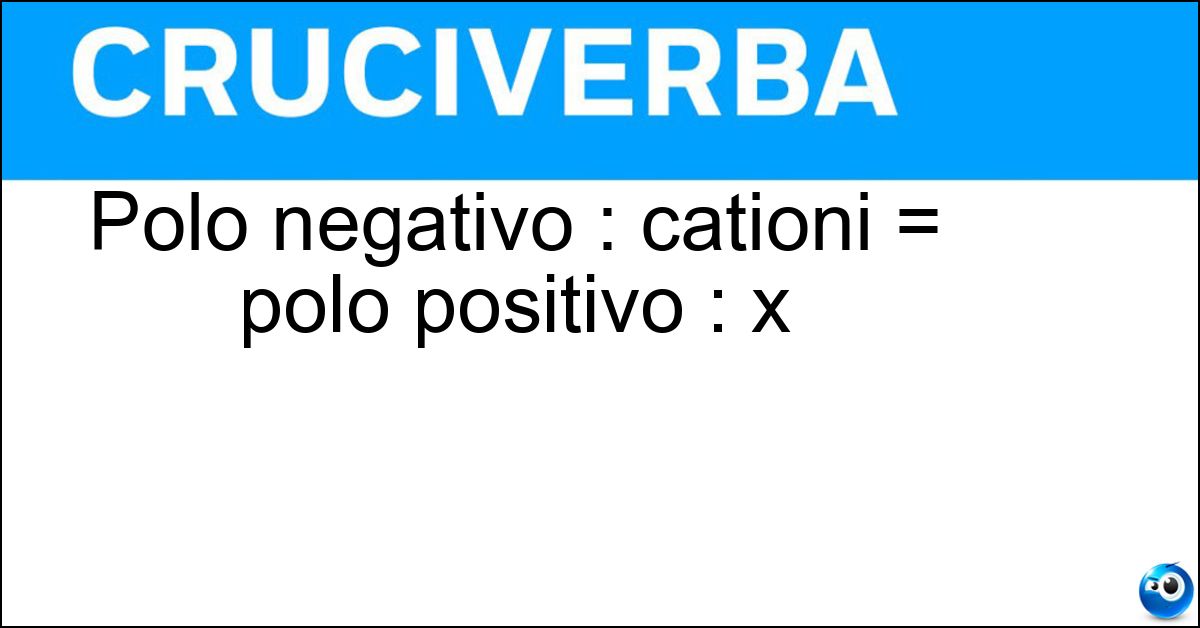 Polo negativo : cationi = polo positivo : x Polo negativo : cationi = polo positivo : x