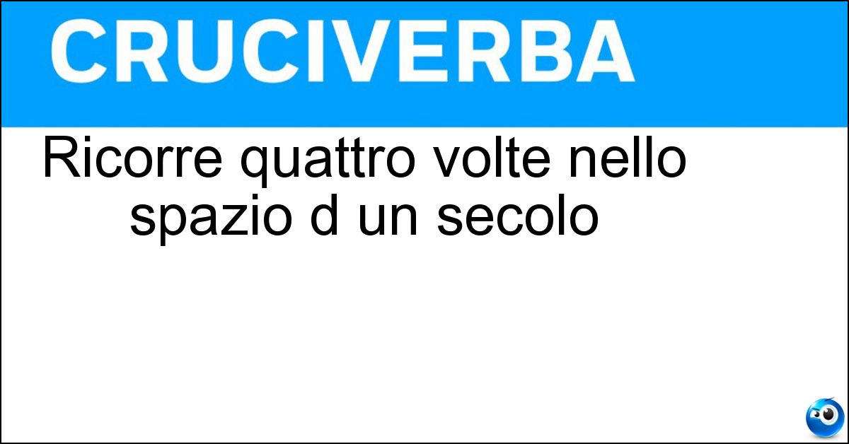 Ricorre quattro volte nello spazio d un secolo Soluzione Ricorre quattro volte nello spazio d un secolo - Anno Santo