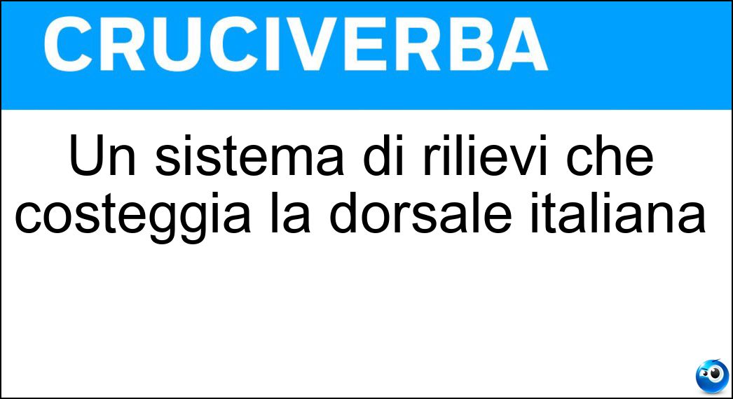 Un sistema di rilievi che costeggia la dorsale italiana Soluzione Un sistema di rilievi che costeggia la dorsale italiana - Antiappennino
