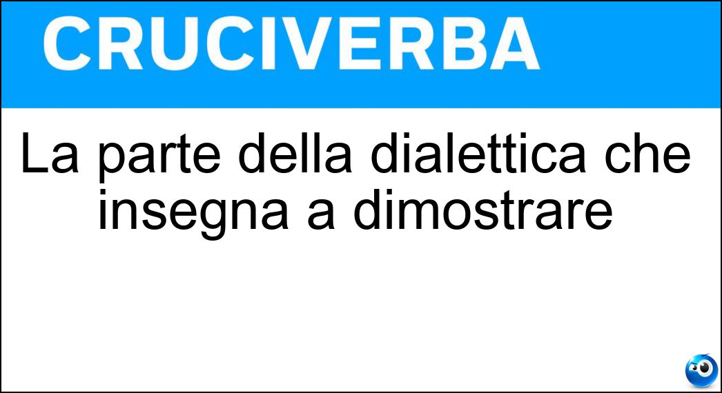 La parte della dialettica che insegna a dimostrare Soluzione La parte della dialettica che insegna a dimostrare - Apodittica