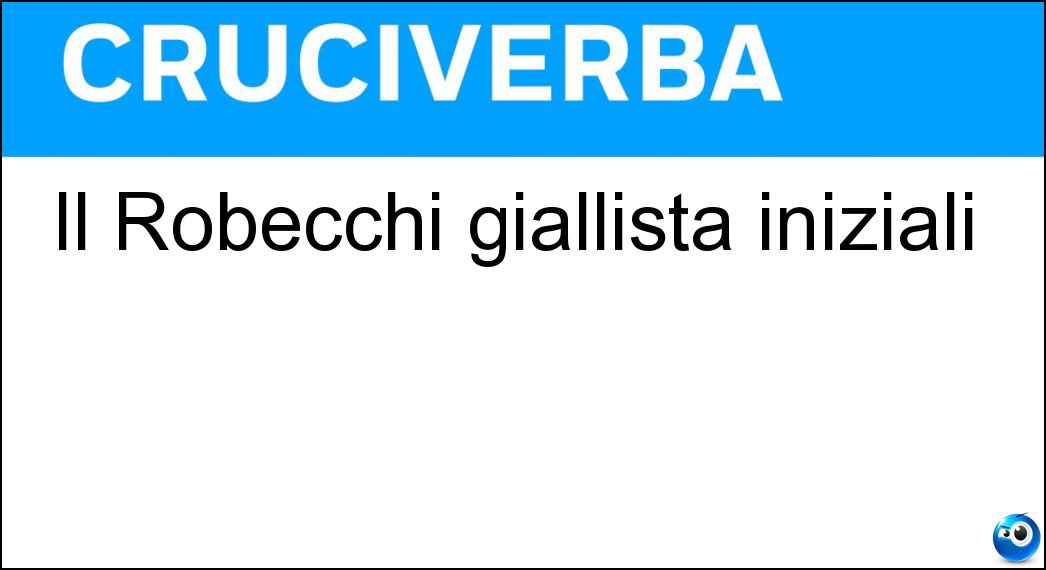 Il Robecchi giallista iniziali
