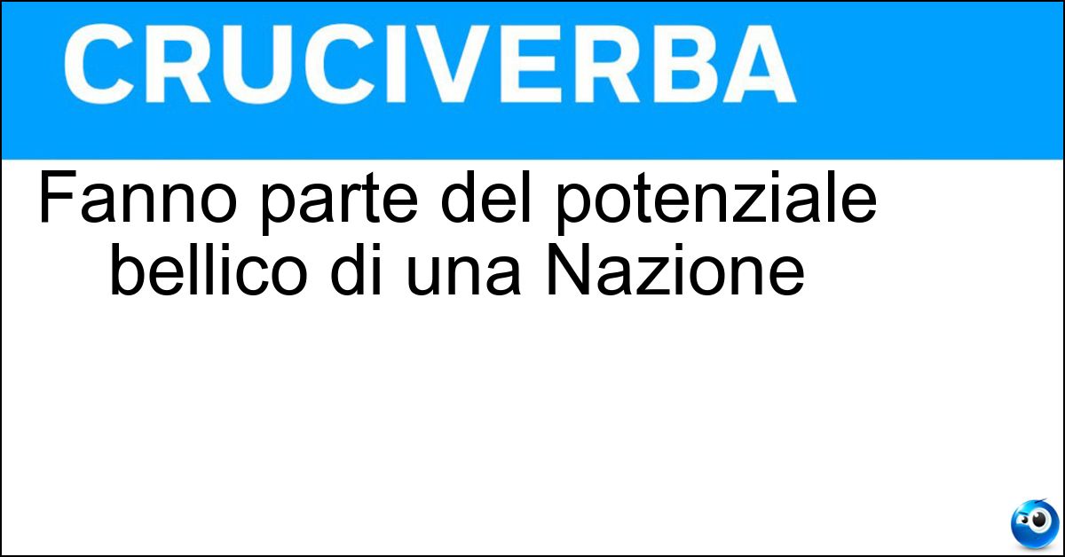 Fanno parte del potenziale bellico di una Nazione Soluzione Fanno parte del potenziale bellico di una Nazione - Armamenti