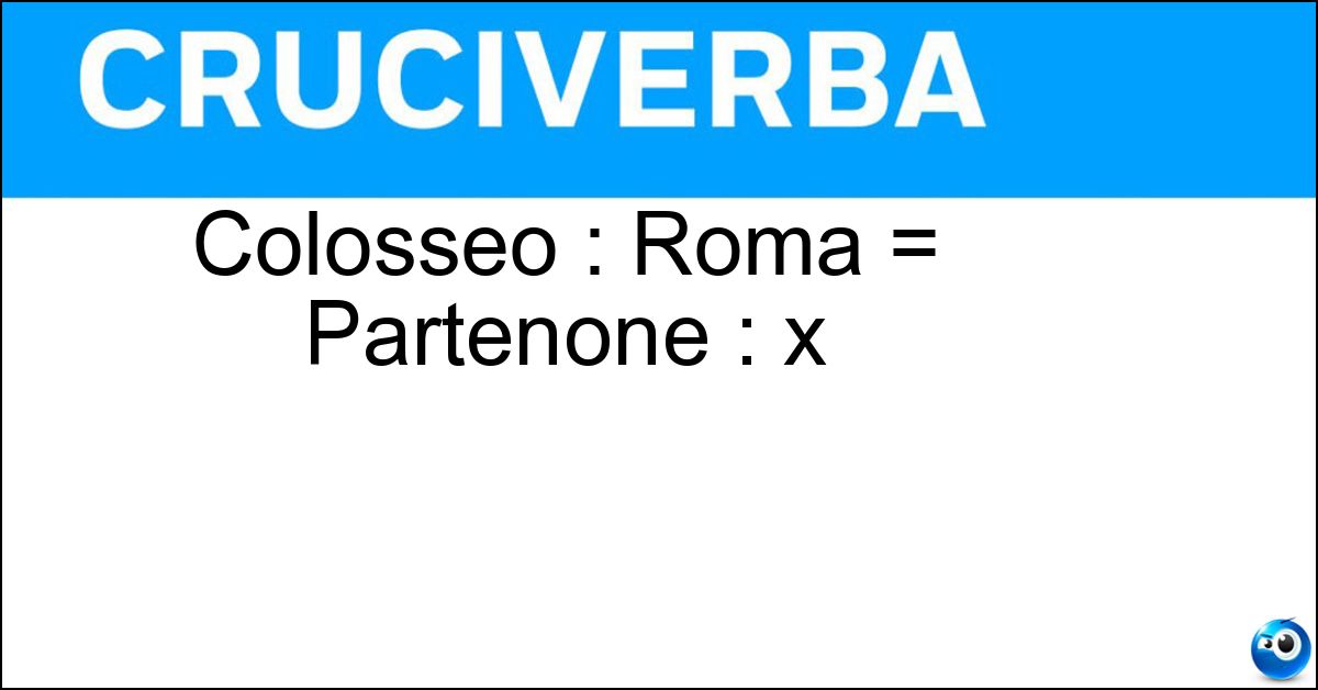 Colosseo : Roma = Partenone : x Soluzione Colosseo : Roma = Partenone : x - Atene