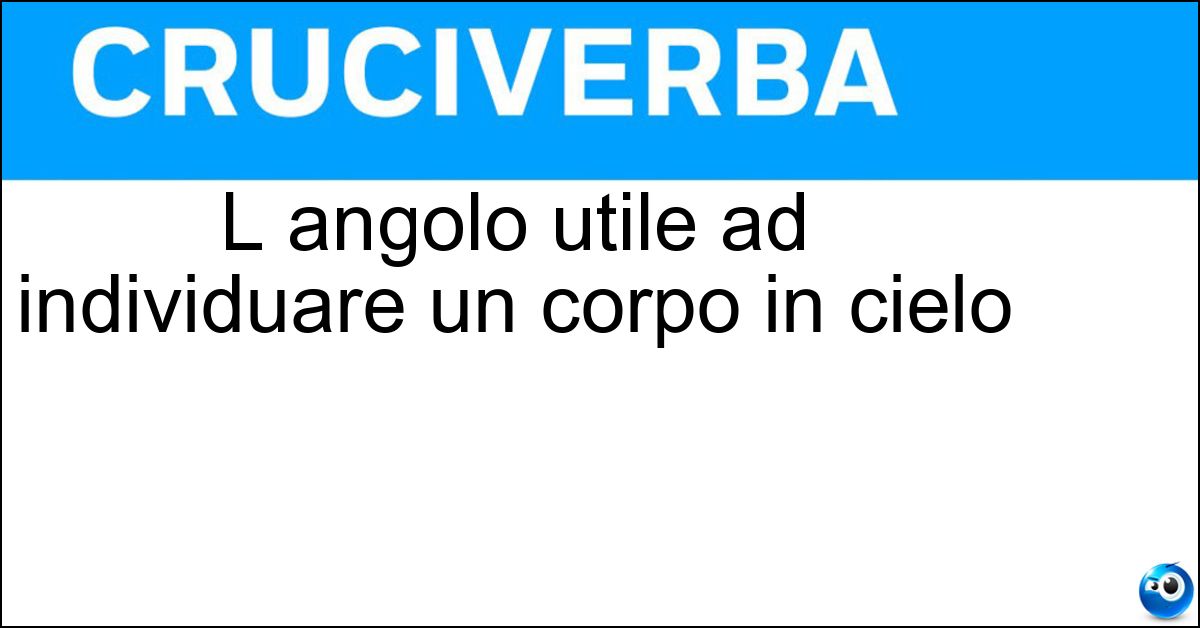 L angolo utile ad individuare un corpo in cielo Soluzione L angolo utile ad individuare un corpo in cielo - Azimut