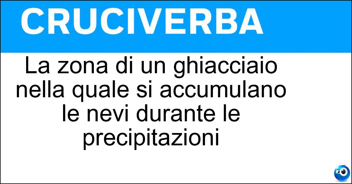 La zona di un ghiacciaio nella quale si accumulano le nevi durante le precipitazioni