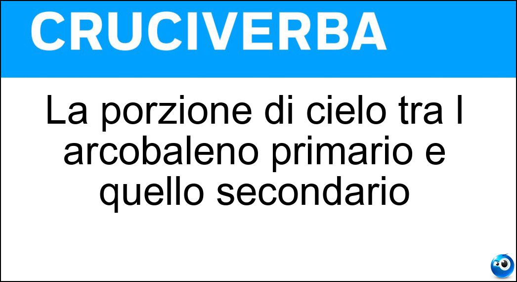 La porzione di cielo tra l arcobaleno primario e quello secondario