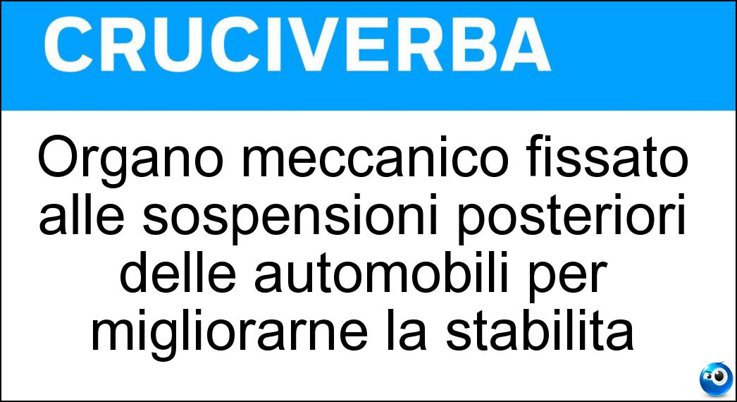 Organo meccanico fissato alle sospensioni posteriori delle automobili per migliorarne la stabilità