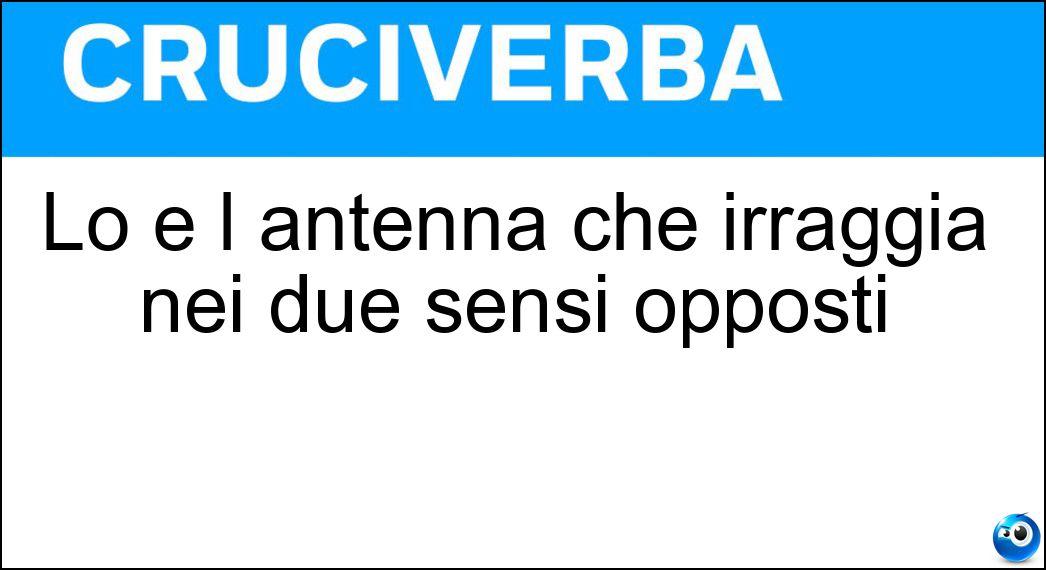 Lo è l antenna che irraggia nei due sensi opposti Soluzione Lo è l antenna che irraggia nei due sensi opposti - Bidirezionale
