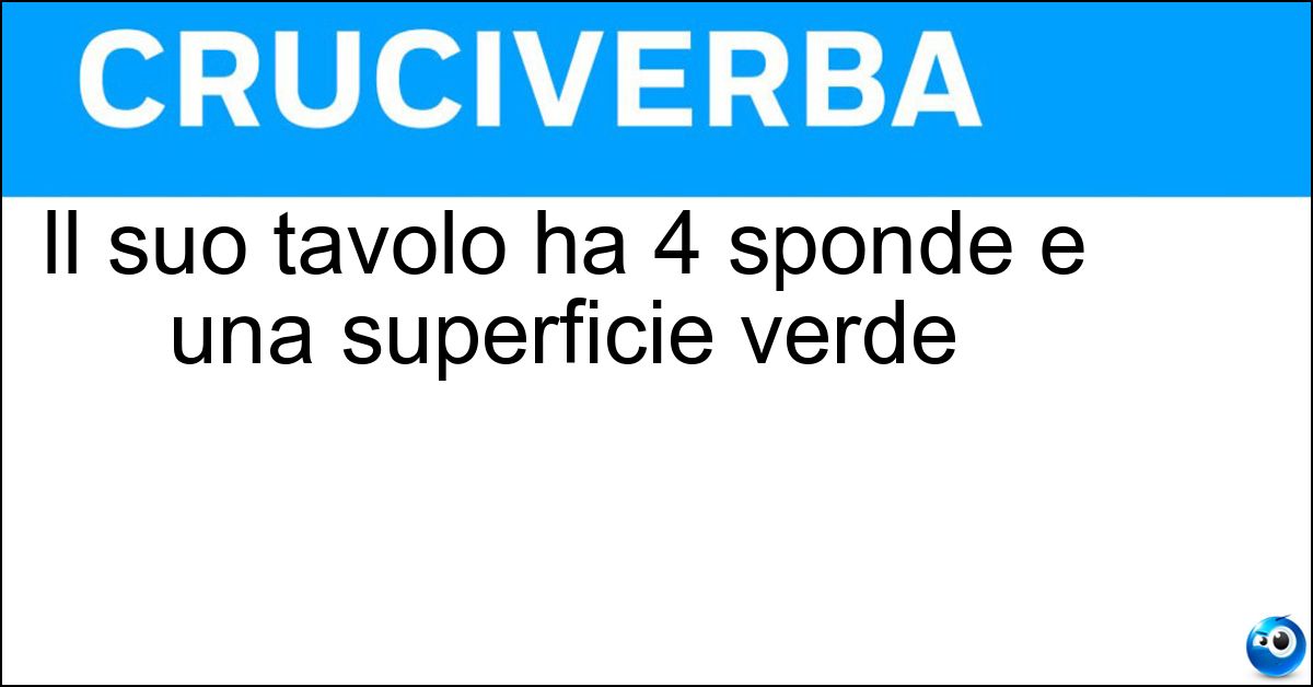 Soluzione Il suo tavolo ha 4 sponde e una superficie verde - Biliardo