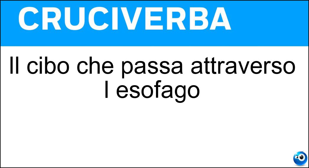 Il cibo che passa attraverso l esofago