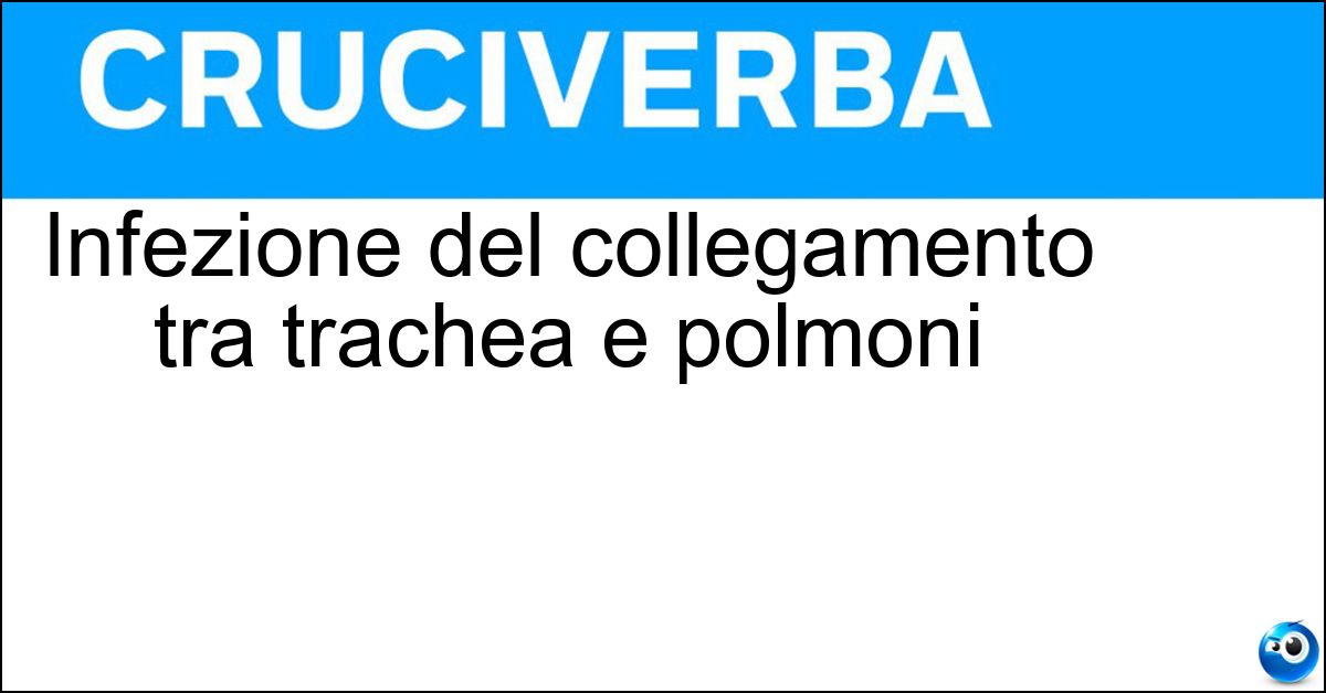 Infezione del collegamento tra trachea e polmoni Soluzione Infezione del collegamento tra trachea e polmoni - Bronchite