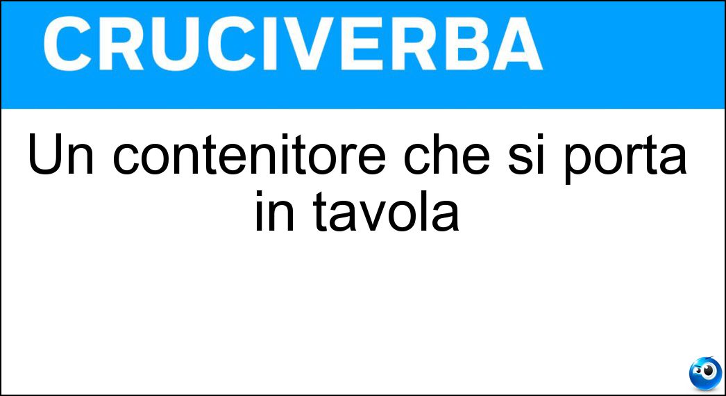 Un contenitore che si porta in tavola Soluzione Cruciverba: Un contenitore che si porta in tavola - Risposta Burriera