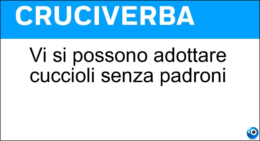 Vi si possono adottare cuccioli senza padroni Soluzione Vi si possono adottare cuccioli senza padroni - Canile