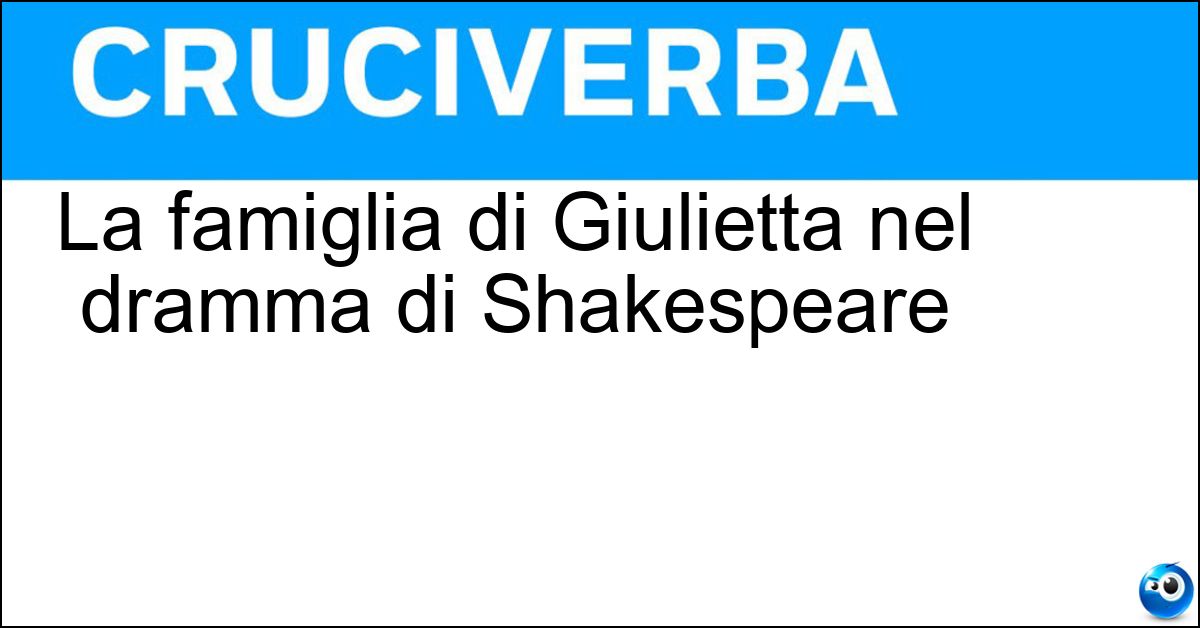 La famiglia di Giulietta nel dramma di Shakespeare Soluzione La famiglia di Giulietta nel dramma di Shakespeare - Capuleti