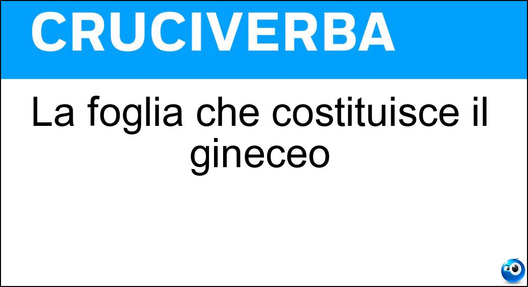 La foglia che costituisce il gineceo Soluzione La foglia che costituisce il gineceo - Carpello