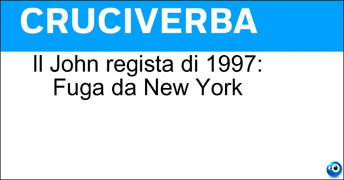 Il John regista di 1997: Fuga da New York Soluzione Il John regista di 1997: Fuga da New York - Carpenter