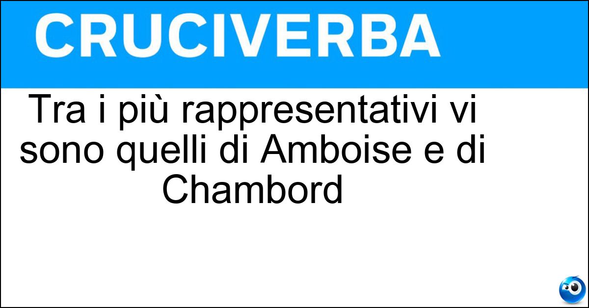 Soluzione Tra i più rappresentativi vi sono quelli di Amboise e di Chambord - Castelli Della Loira