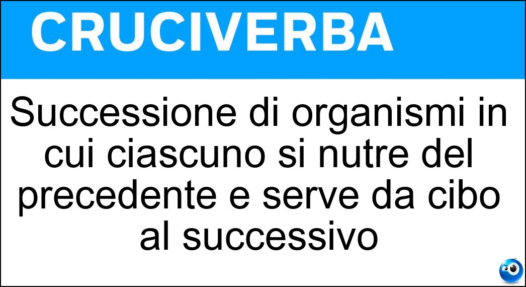 Successione di organismi in cui ciascuno si nutre del precedente e serve da cibo al successivo