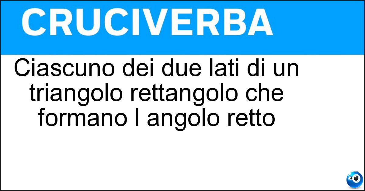 Ciascuno dei due lati di un triangolo rettangolo che formano l angolo retto Soluzione Ciascuno dei due lati di un triangolo rettangolo che formano l angolo retto - Cateto