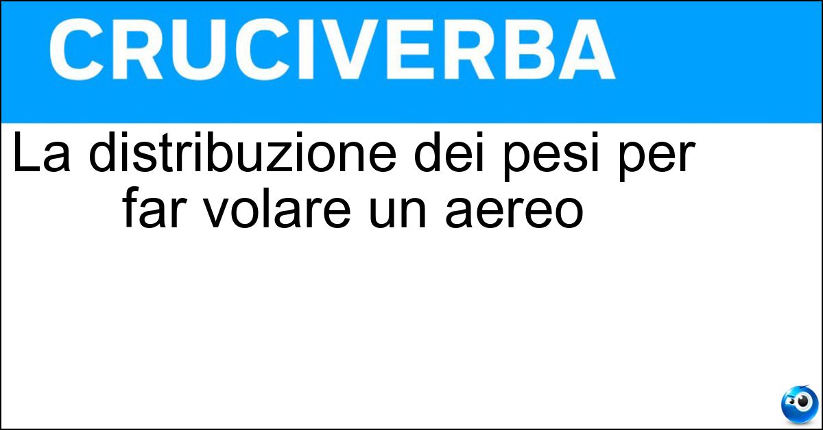 La distribuzione dei pesi per far volare un aereo Soluzione La distribuzione dei pesi per far volare un aereo - Centramento