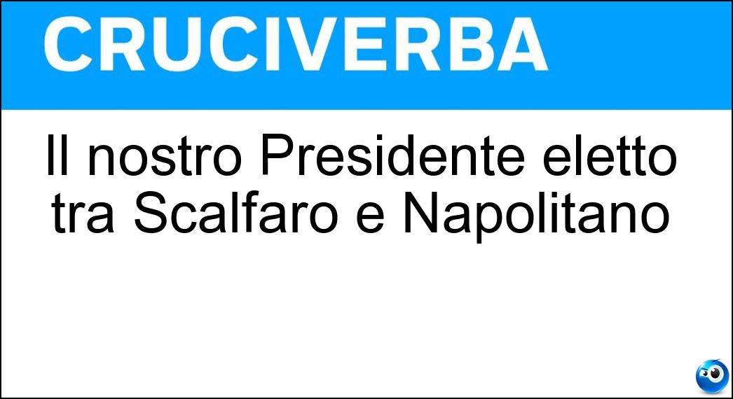 Il nostro Presidente eletto tra Scalfaro e Napolitano Soluzione Cruciverba: Il nostro Presidente eletto tra Scalfaro e Napolitano - Risposta Ciampi