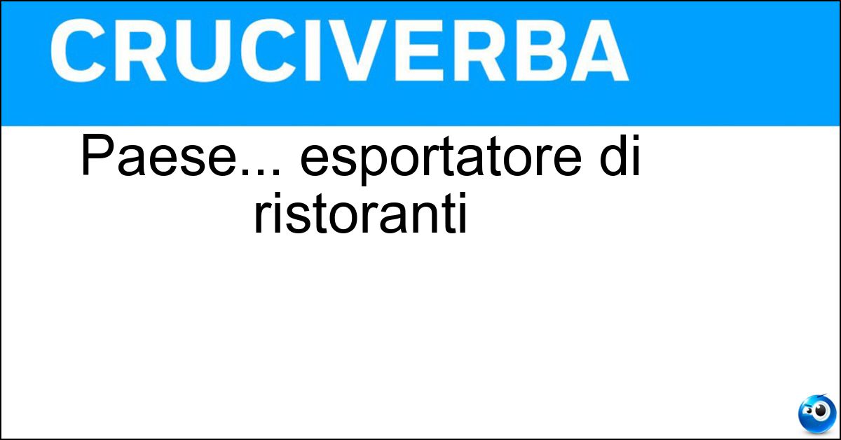 Paese... esportatore di ristoranti Soluzione Paese... esportatore di ristoranti - Cina